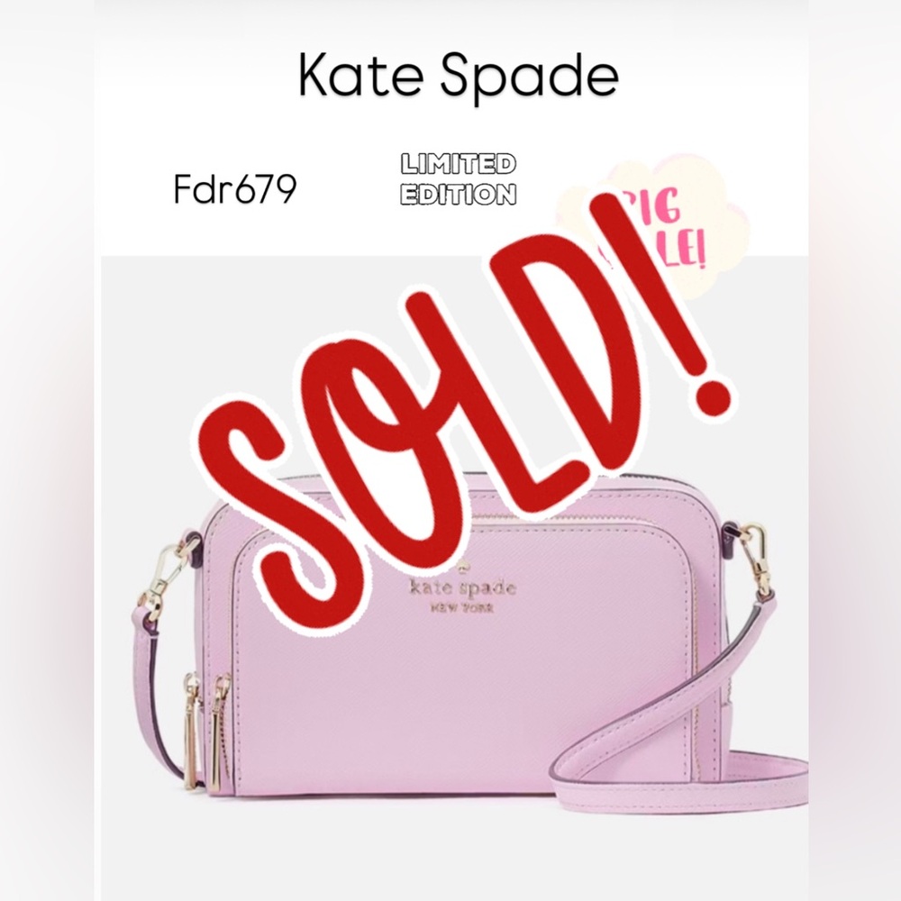 Kate Spade ♠️ Dual Zip Around Crossbody Leather Clutch -Berry Cream